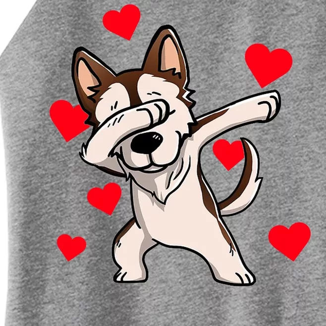 Dabbing Siberian Husky Valentines Day Women’s Perfect Tri Rocker Tank