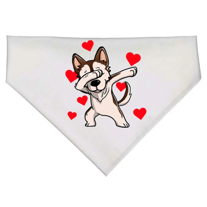 Dabbing Siberian Husky Valentines Day USA-Made Doggie Bandana