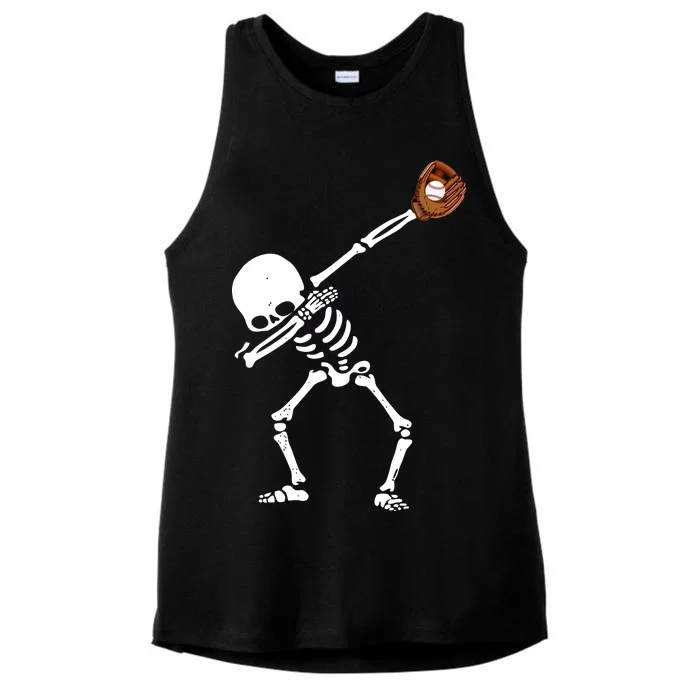 Dabbing Skeleton Baseball Glove Catch Dab Ladies Tri-Blend Wicking Tank