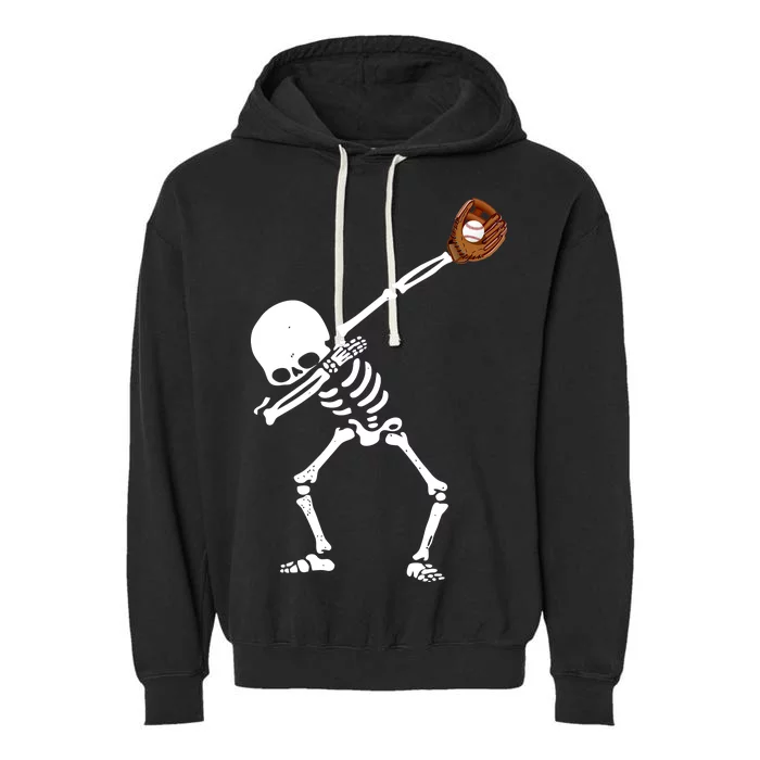 Dabbing Skeleton Baseball Glove Catch Dab Garment-Dyed Fleece Hoodie