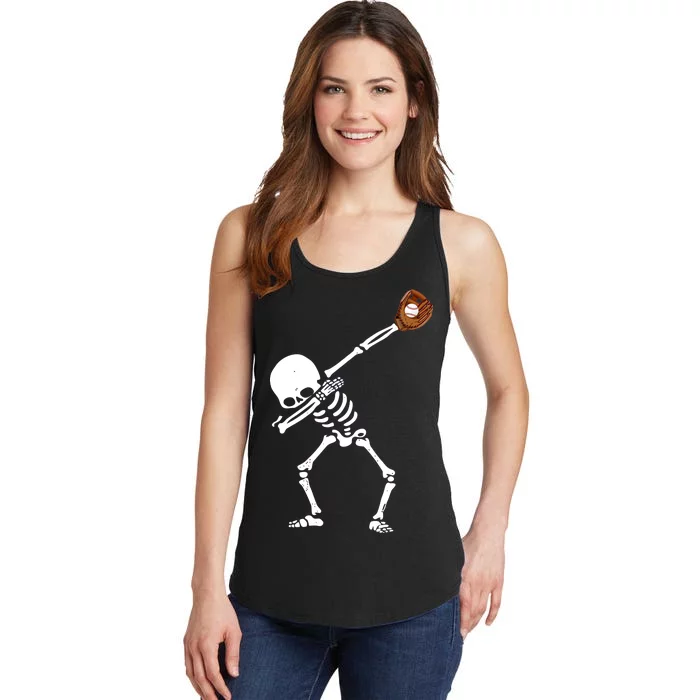 Dabbing Skeleton Baseball Glove Catch Dab Ladies Essential Tank