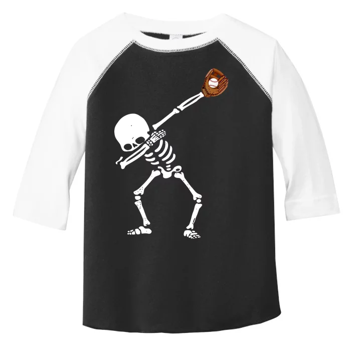 Dabbing Skeleton Baseball Glove Catch Dab Toddler Fine Jersey T-Shirt