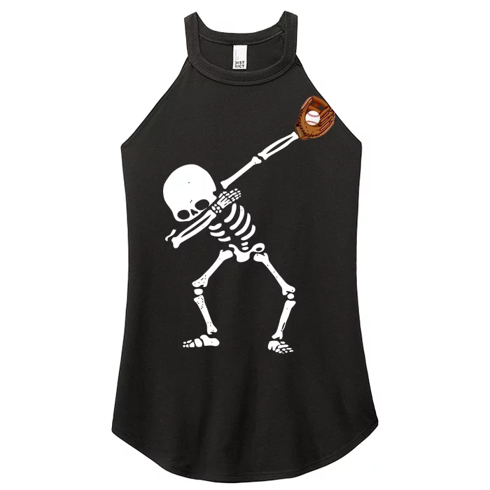 Dabbing Skeleton Baseball Glove Catch Dab Women’s Perfect Tri Rocker Tank