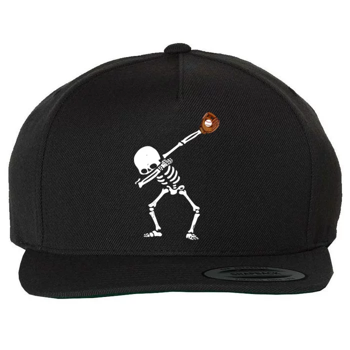 Dabbing Skeleton Baseball Glove Catch Dab Wool Snapback Cap