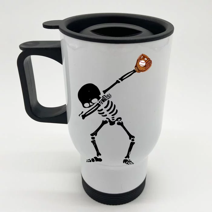 Dabbing Skeleton Baseball Glove Catch Dab Front & Back Stainless Steel Travel Mug