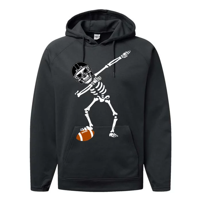 Dabbing Skeleton Football Dab Touchdown TD Performance Fleece Hoodie