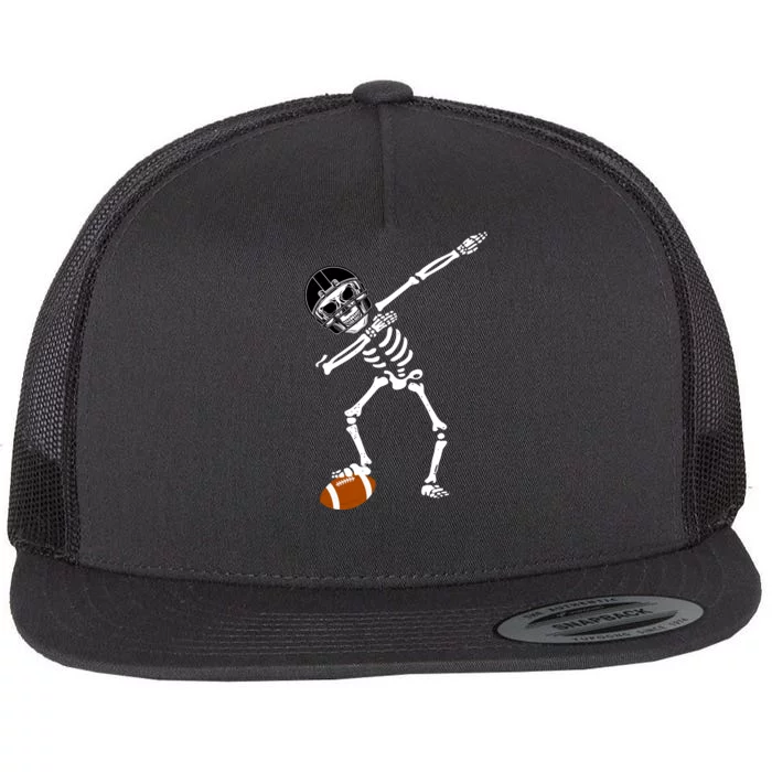 Dabbing Skeleton Football Dab Touchdown TD Flat Bill Trucker Hat