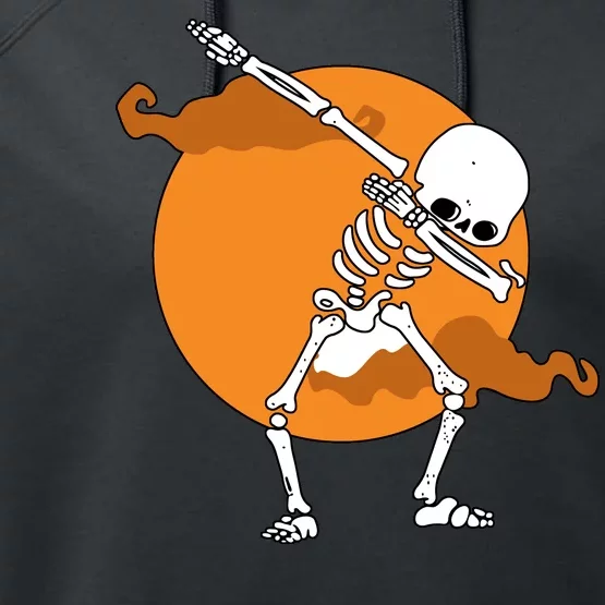 Dabbing Skeleton Halloween Moon Performance Fleece Hoodie