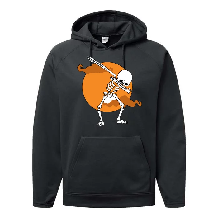 Dabbing Skeleton Halloween Moon Performance Fleece Hoodie