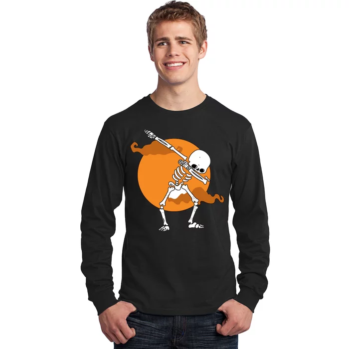 Dabbing Skeleton Halloween Moon Long Sleeve Shirt