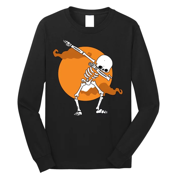 Dabbing Skeleton Halloween Moon Long Sleeve Shirt