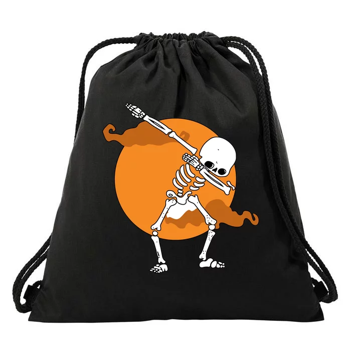 Dabbing Skeleton Halloween Moon Drawstring Bag