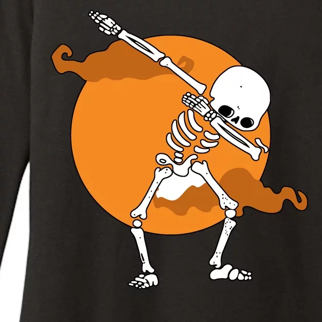 Dabbing Skeleton Halloween Moon Womens CVC Long Sleeve Shirt