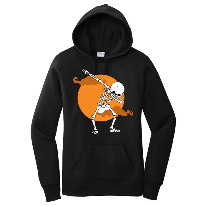 Dabbing Skeleton Halloween Moon Women's Pullover Hoodie