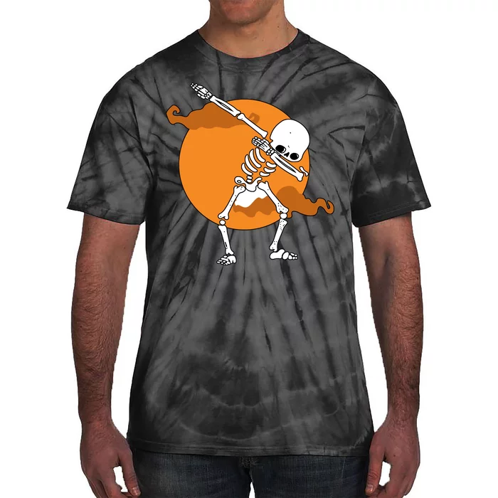 Dabbing Skeleton Halloween Moon Tie-Dye T-Shirt