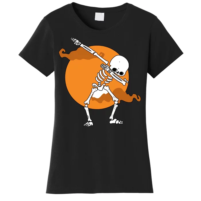 Dabbing Skeleton Halloween Moon Women's T-Shirt