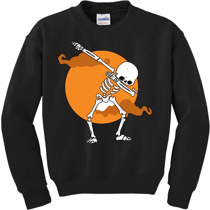 Dabbing Skeleton Halloween Moon Kids Sweatshirt