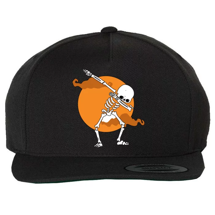 Dabbing Skeleton Halloween Moon Wool Snapback Cap