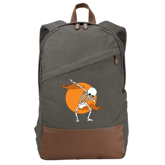 Dabbing Skeleton Halloween Moon Cotton Canvas Backpack