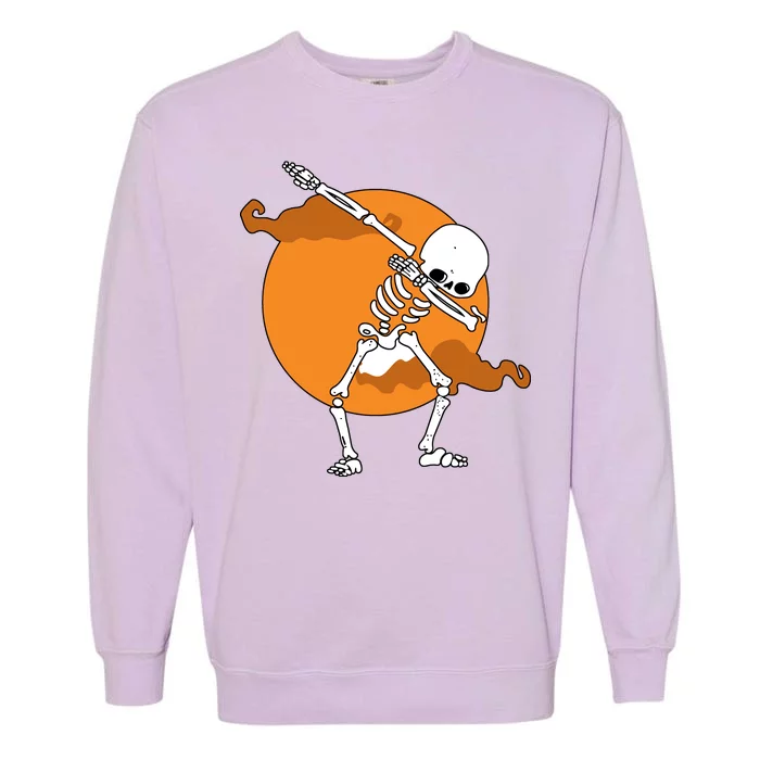 Dabbing Skeleton Halloween Moon Garment-Dyed Sweatshirt