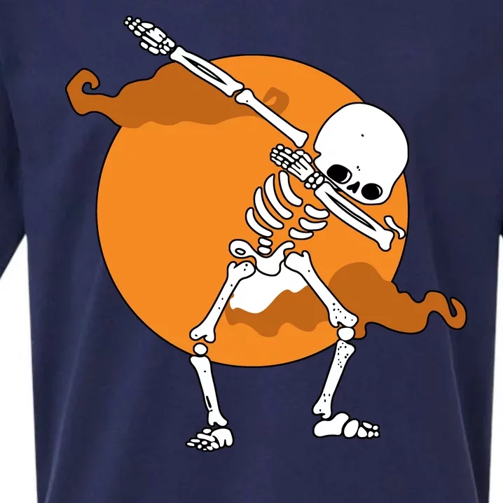 Dabbing Skeleton Halloween Moon Sueded Cloud Jersey T-Shirt