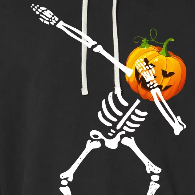 Dabbing Skeleton Pumpkin Face Halloween Garment-Dyed Fleece Hoodie