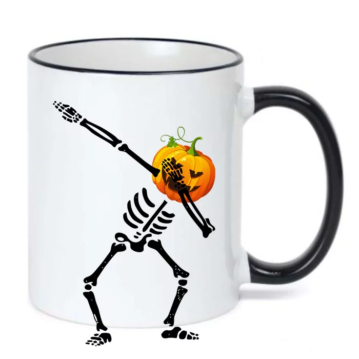 Dabbing Skeleton Pumpkin Face Halloween Black Color Changing Mug