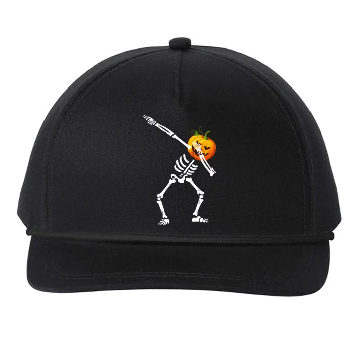 Dabbing Skeleton Pumpkin Face Halloween Snapback Five-Panel Rope Hat