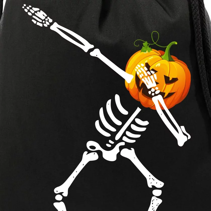 Dabbing Skeleton Pumpkin Face Halloween Drawstring Bag