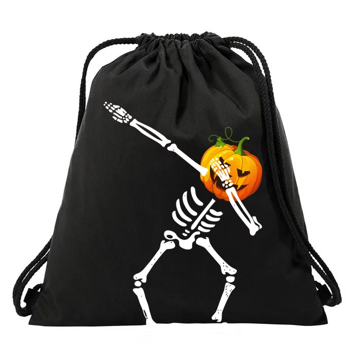 Dabbing Skeleton Pumpkin Face Halloween Drawstring Bag