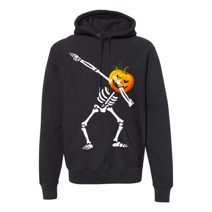 Dabbing Skeleton Pumpkin Face Halloween Premium Hoodie