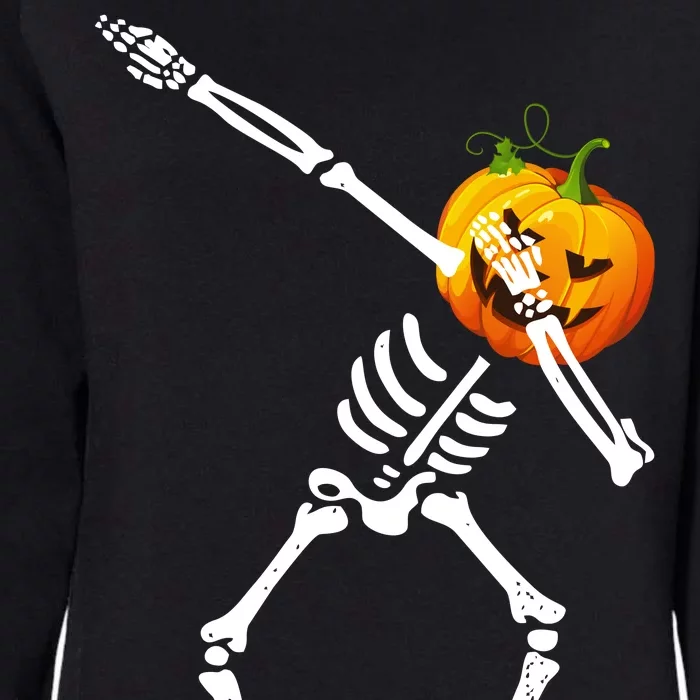 Dabbing Skeleton Pumpkin Face Halloween Womens California Wash Sweatshirt