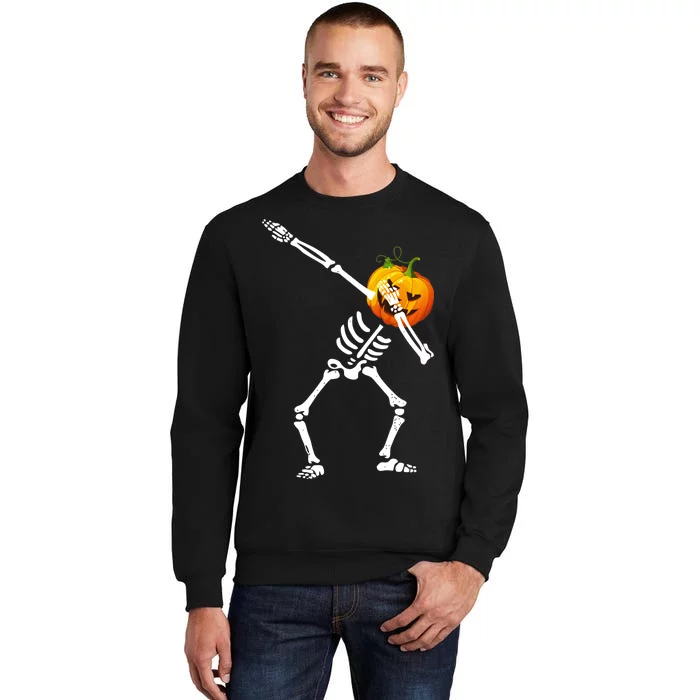 Dabbing Skeleton Pumpkin Face Halloween Tall Sweatshirt