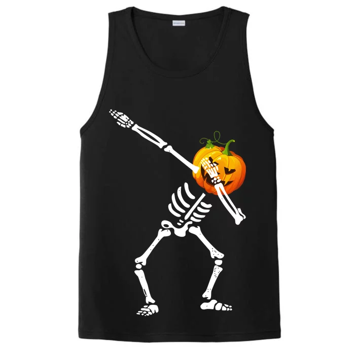 Dabbing Skeleton Pumpkin Face Halloween Performance Tank