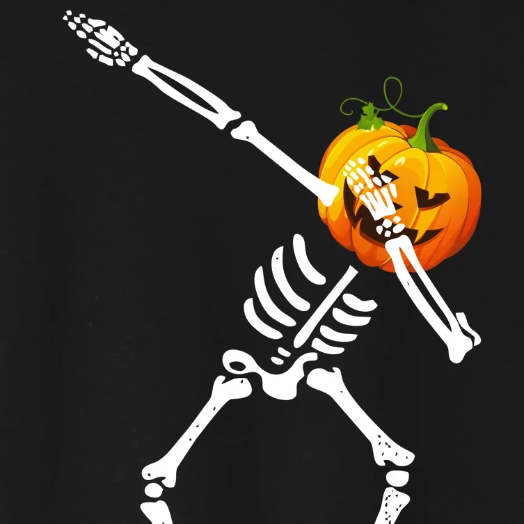 Dabbing Skeleton Pumpkin Face Halloween Women's Crop Top Tee