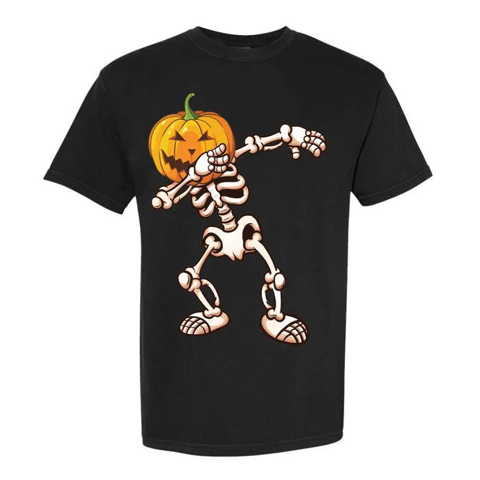 Dabbing Skeleton Pumpkin Head Garment-Dyed Heavyweight T-Shirt