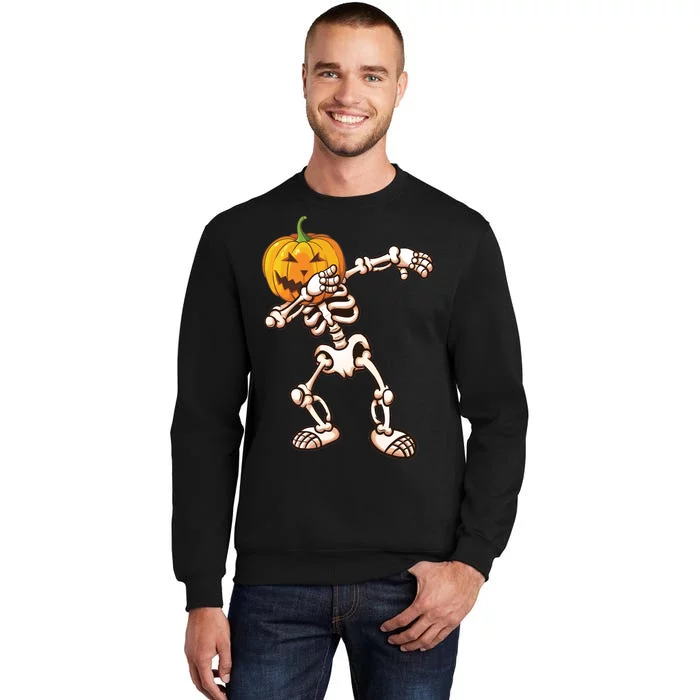 Dabbing Skeleton Pumpkin Head Sweatshirt