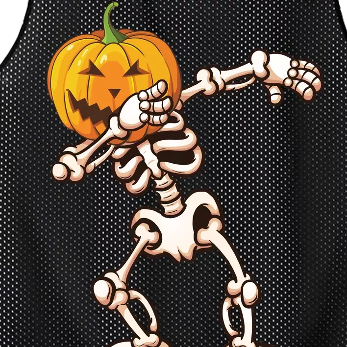 Dabbing Skeleton Pumpkin Head Mesh Reversible Basketball Jersey Tank