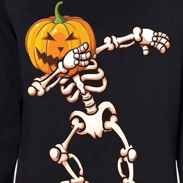 Dabbing Skeleton Pumpkin Head Womens California Wash Sweatshirt