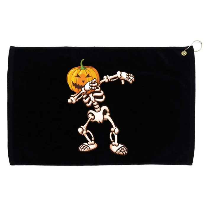 Dabbing Skeleton Pumpkin Head Grommeted Golf Towel