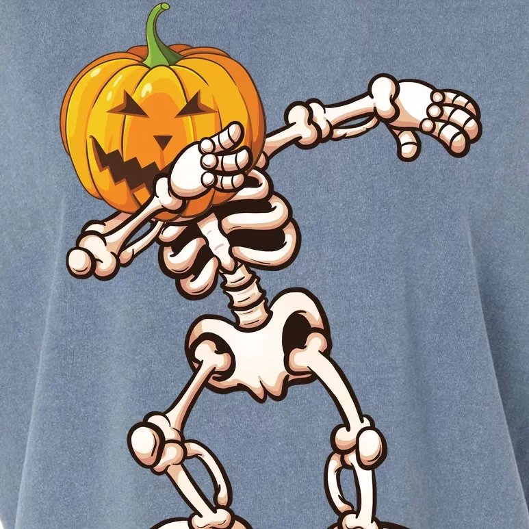 Dabbing Skeleton Pumpkin Head Garment-Dyed Women's Muscle Tee