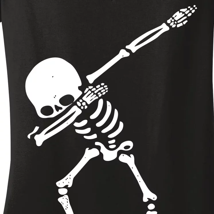 Dabbing Skeleton Soccer Dab Women's V-Neck T-Shirt