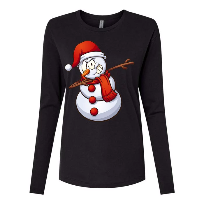 Dabbing Snowman Womens Cotton Relaxed Long Sleeve T-Shirt