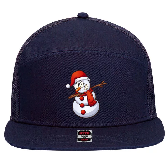 Dabbing Snowman 7 Panel Mesh Trucker Snapback Hat