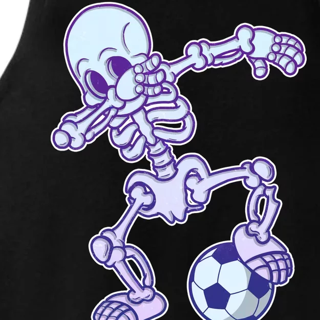 Dabbing Soccer Skeleton Ladies Tri-Blend Wicking Tank