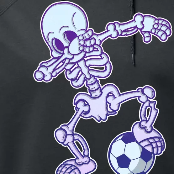 Dabbing Soccer Skeleton Performance Fleece Hoodie