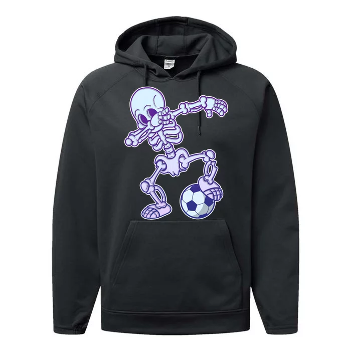 Dabbing Soccer Skeleton Performance Fleece Hoodie