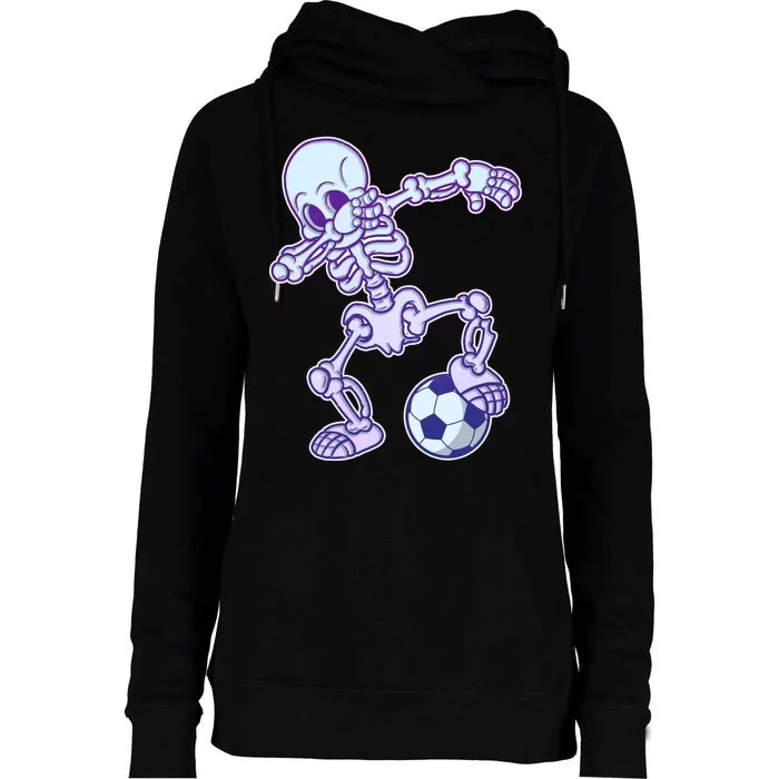 Dabbing Soccer Skeleton Womens Funnel Neck Pullover Hood