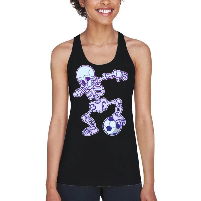 Dabbing Soccer Skeleton Women's Racerback Tank