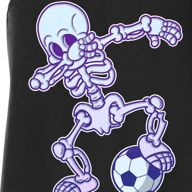 Dabbing Soccer Skeleton Women's Racerback Tank